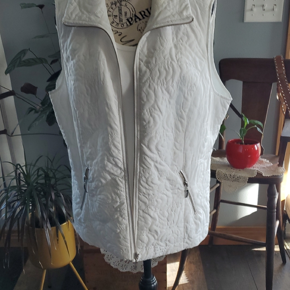 Christopher & Banks Ivory Quilted Vest